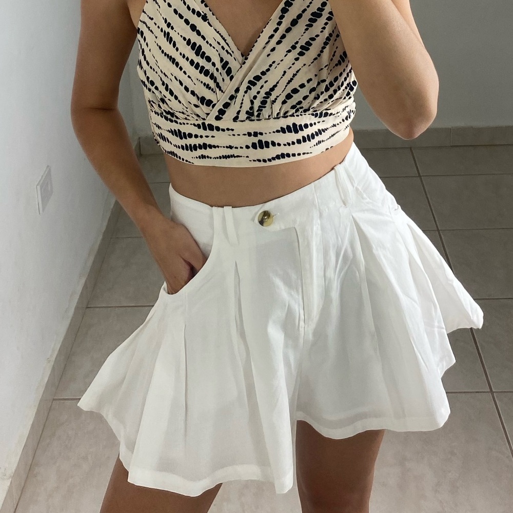White flare shorts